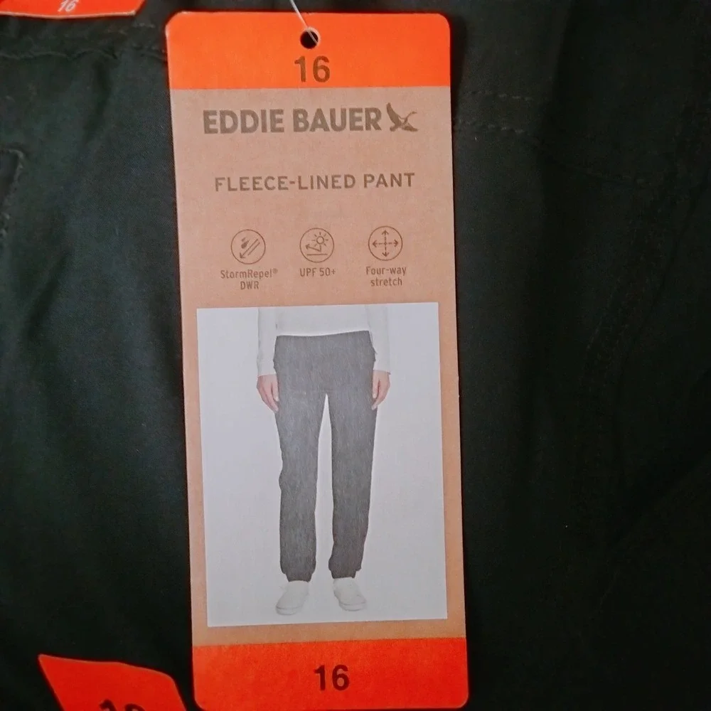 Eddie Bauer Women's Fleece Lined Pants Size‎ 16 Joggers Zip Pockets Drawstring